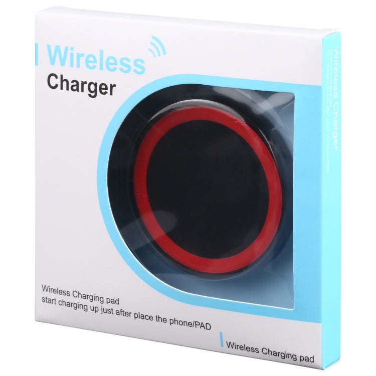 Universal QI Standard Round Wireless Charging Pad (Black + Red)