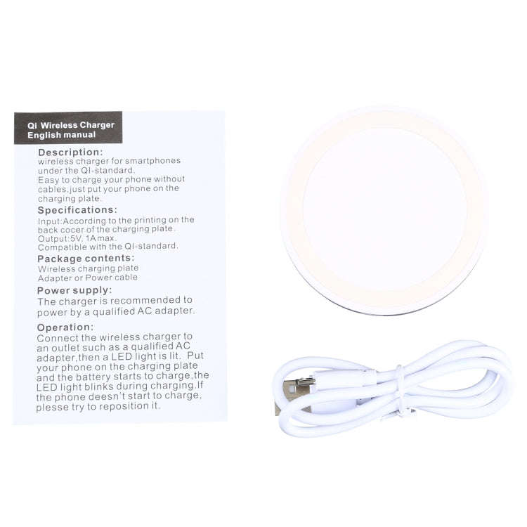 5W Universal QI Standard Round Wireless Charging Pad(White)