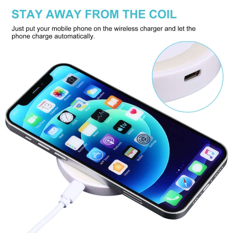 5W Universal QI Standard Round Wireless Charging Pad(White)