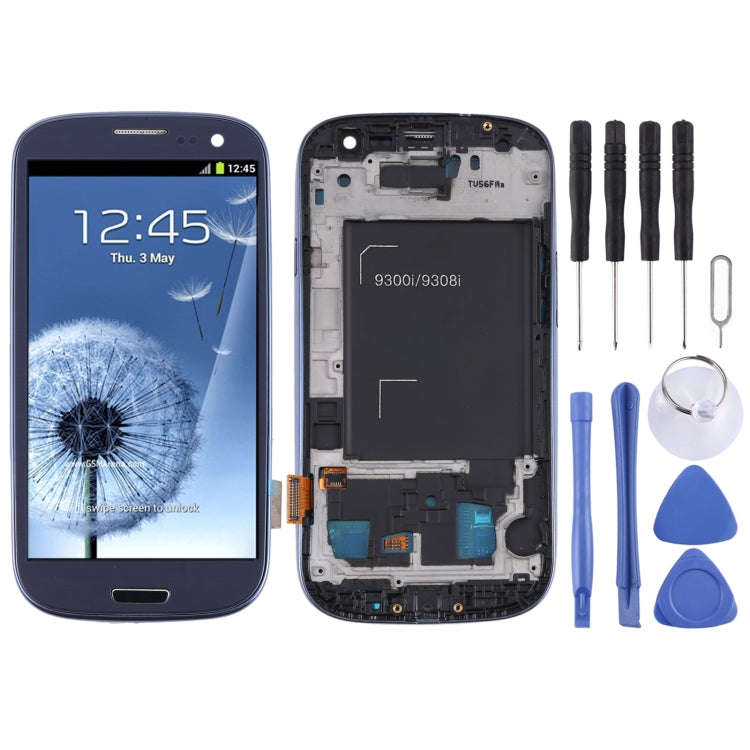 Original Super AMOLED LCD Screen for Samsung Galaxy SIII / i9300 Digitizer Full Assembly with Fra...