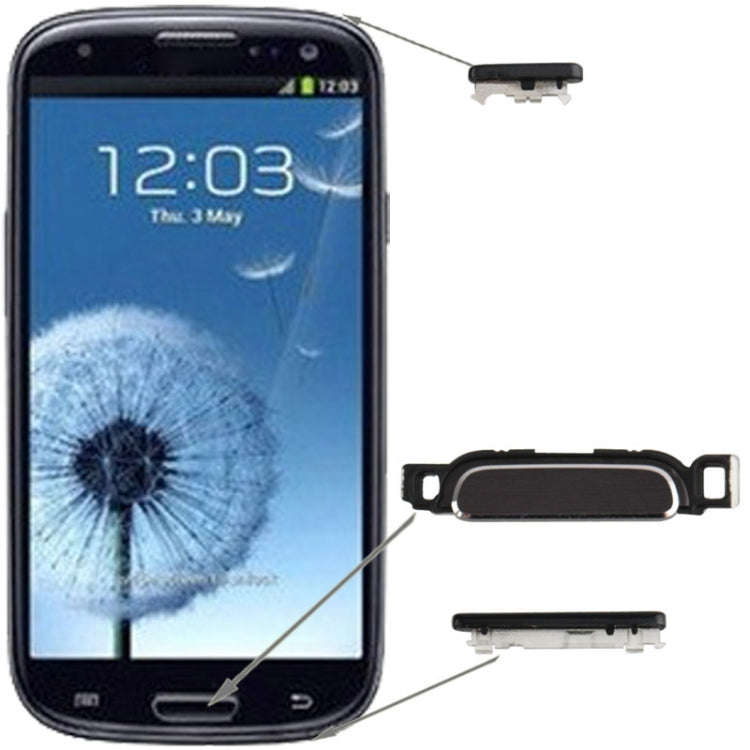 For Galaxy SIII / i9300 High Qualiay Home Key + Power key + Volume key(Black)