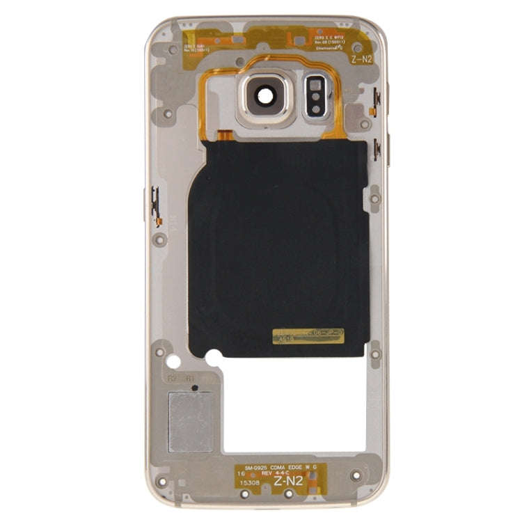 For Galaxy S6 Edge / G925 Back Plate Housing Camera Lens Panel with Side Keys and Speaker Ringer ...