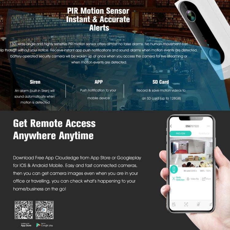 A1 WiFi Wireless 720P IP Camera, Support Night Vision / Motion Detection / PIR Motion Sensor, Two...