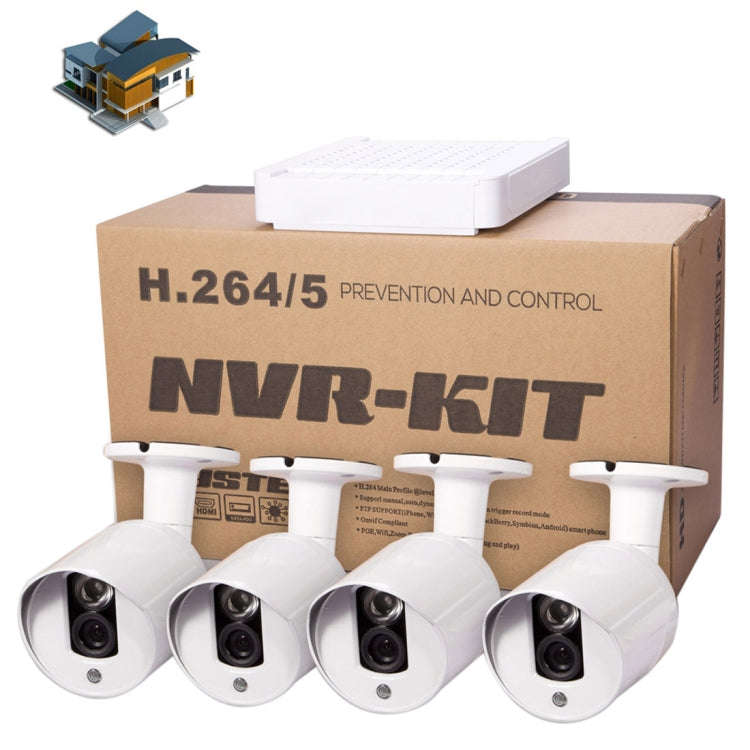 N4B3-Mini/L 4Ch 720P P2P ONVIF 1.0 Mega Pixel IP Camera NVR Kit, Support Night Vision / Motion De...