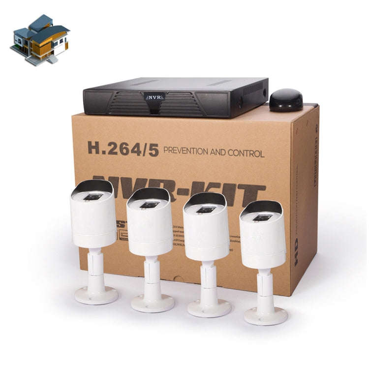 N4B3M 4Ch 720P P2P ONVIF 1.0 Mega Pixel IP Camera NVR Kit, Support Night Vision / Motion Detectio...