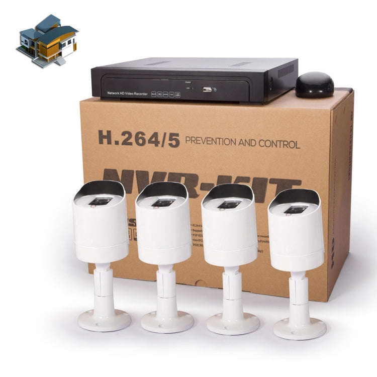 N4B3Poe 4Ch 720P P2P ONVIF 1.0 Mega Pixel IP Camera NVR Kit, Support Night Vision / Motion Detect...