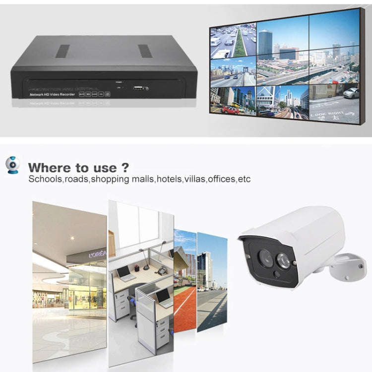N4B7MPoe 4Ch 720P P2P ONVIF 1.0 Mega Pixel IP Camera NVR Kit, Support Night Vision / Motion Detec...