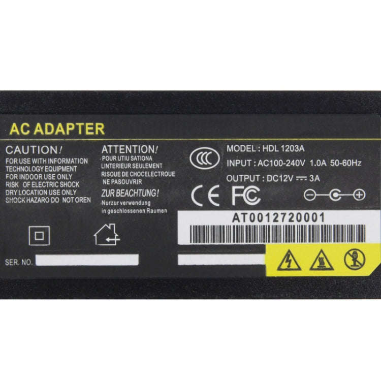 UK Plug 12V 3A / 4 Channel DVR AC Power Adapter, Output Tips: 5.5 x 2.5mm