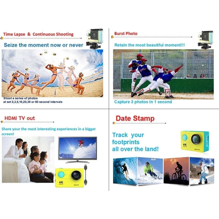 H9 4K Ultra HD1080P 12MP 2 inch LCD Screen WiFi Sports Camera, 170 Degrees Wide Angle Lens, 30m W...