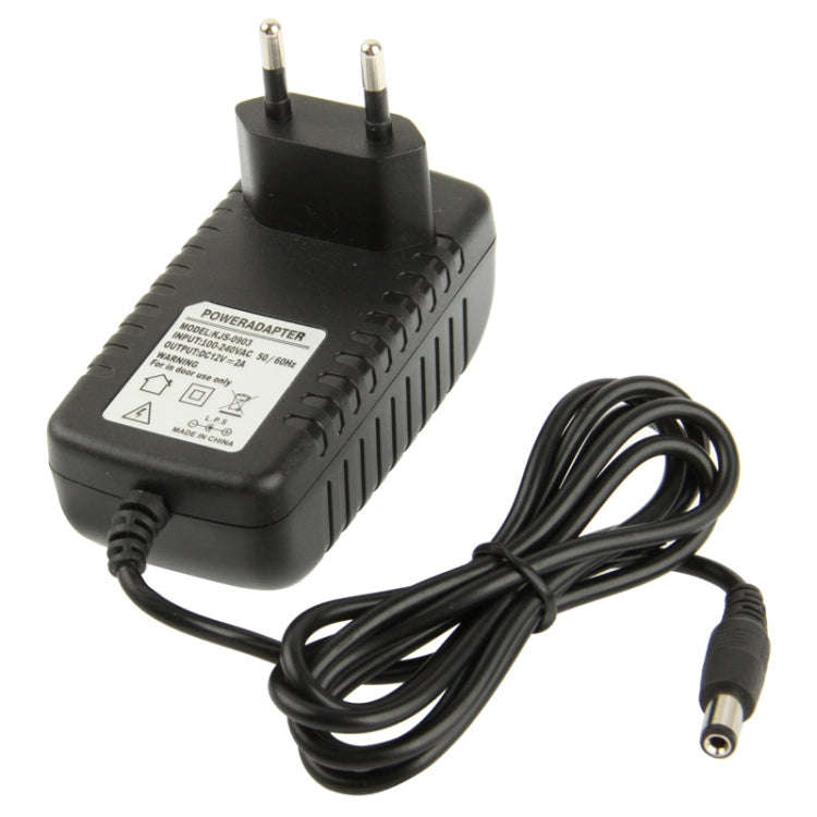 High Quality EU Plug AC 100-240V to DC 12V 2A Power Adapter, Tips: 5.5 x 2.1mm, Cable Length: 1m(...
