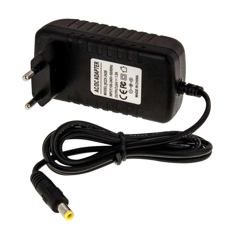 EU Plug AC 100-240V to DC 24V 1.5A Power Adapter, Tips: 5.5 x 2.1mm, Cable Length: about 1.2m(Black)