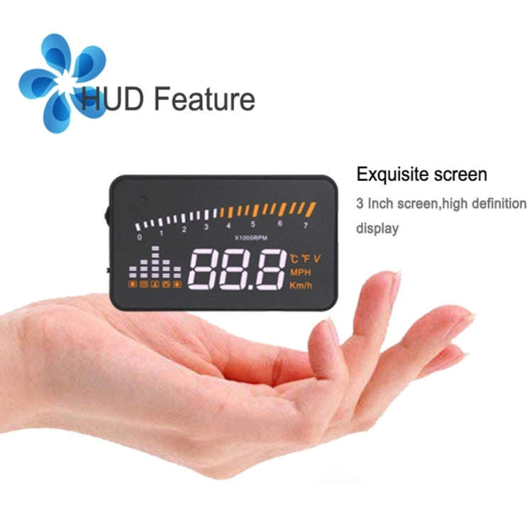X5 HUD 3 inch Universal Multi Car Head Up Display with OBDII EOBD System, Light Sensors, Rotation...