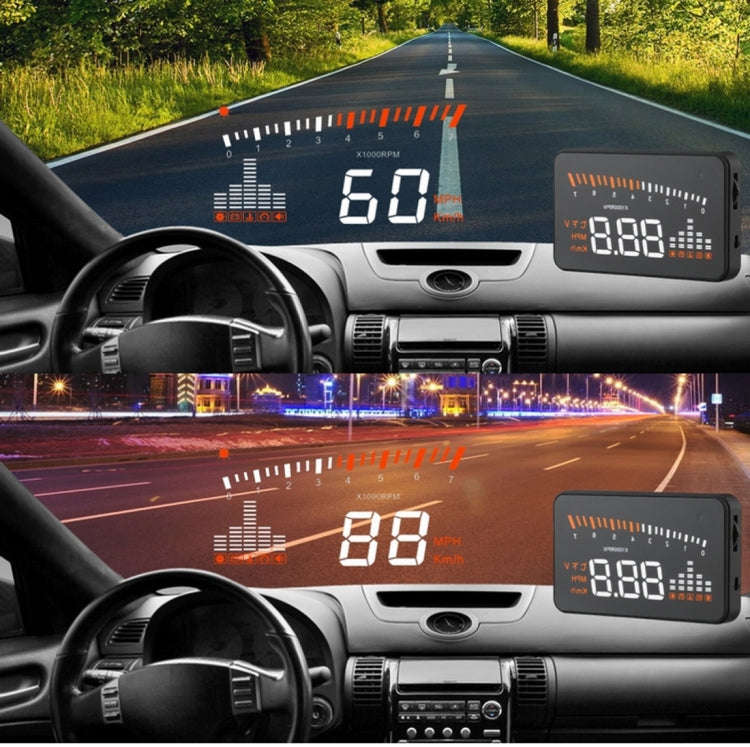 X5 HUD 3 inch Universal Multi Car Head Up Display with OBDII EOBD System, Light Sensors, Rotation...