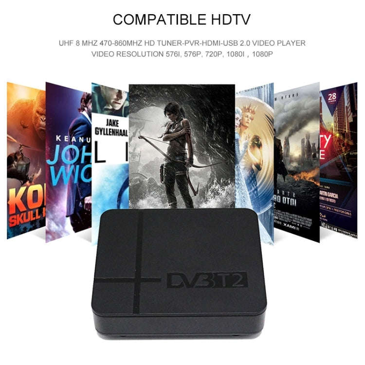Mini Terrestrial Receiver HD DVB-T2 Set Top Box, Support USB / HDMI / MPEG4 /H.264(UK Plug)