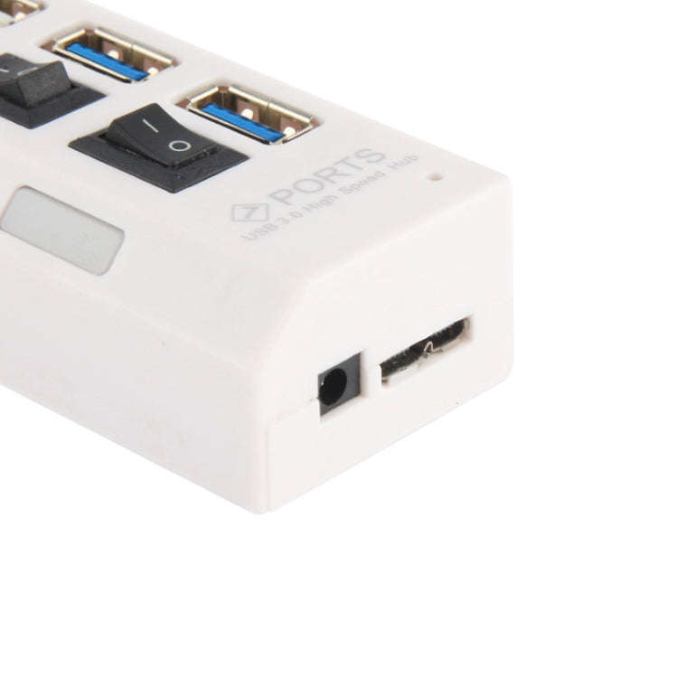 7 Ports USB 3.0 HUB, Super Speed 5Gbps, Plug and Play, Support 1TB(White)
