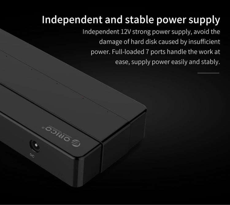 Orico H7928-U2-V1 Desktop 7 Ports USB 2.0 HUB with Power Adapter(Black)