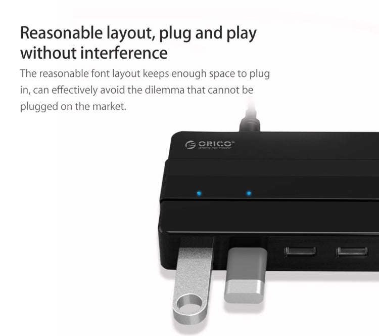 Orico H7928-U2-V1 Desktop 7 Ports USB 2.0 HUB with Power Adapter(Black)