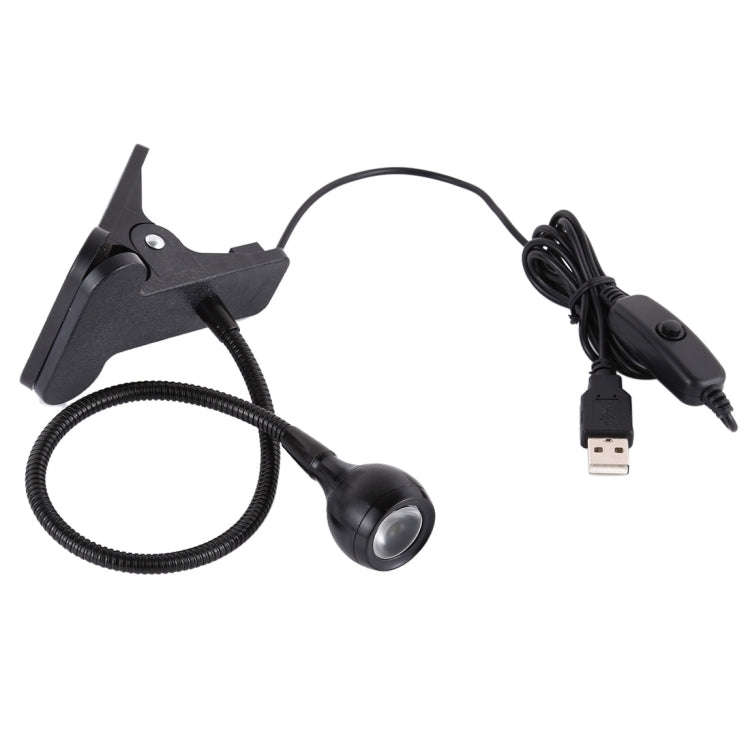 3W 360 Degree Rotation USB Metal Flexible Neck  LED Light with Switch & Clip (Warm White Light Bl...