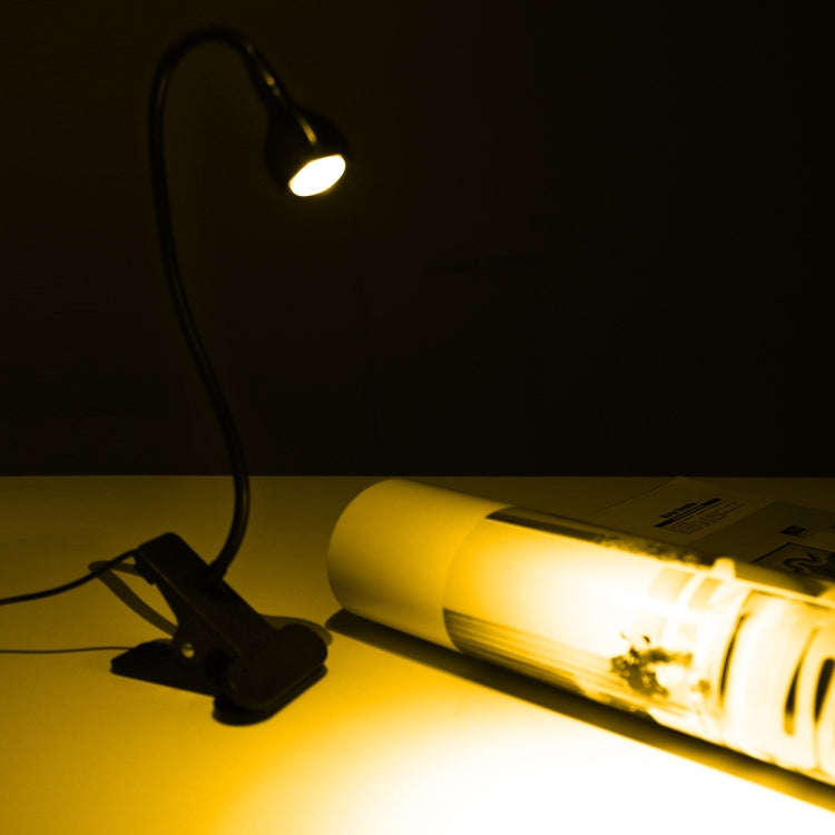 3W 360 Degree Rotation USB Metal Flexible Neck  LED Light with Switch & Clip (Warm White Light Bl...