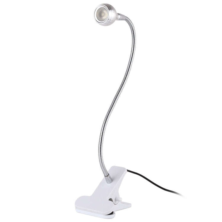 3W 360 Degree Rotation USB Metal Flexible Neck LED Light with Switch & Clip (White Light Silver)