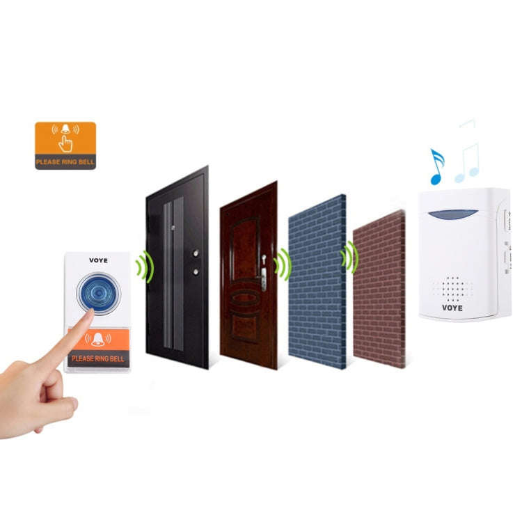 VOYE V006A Home Music Remote Control Wireless Doorbell with 38 Polyphony Sounds(White)