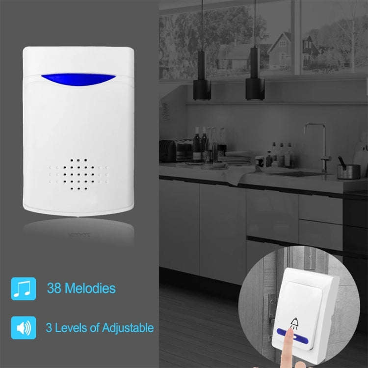 VOYE V006B2 Wireless Remote Control Chime Door Bell with Double-Receiver(White)