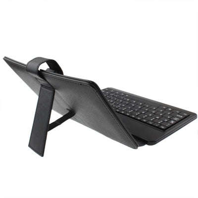 8 inch Universal Tablet PC Leather Tablet Case with USB Plastic Keyboard(Black)