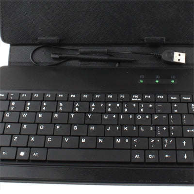 8 inch Universal Tablet PC Leather Tablet Case with USB Plastic Keyboard(Black)