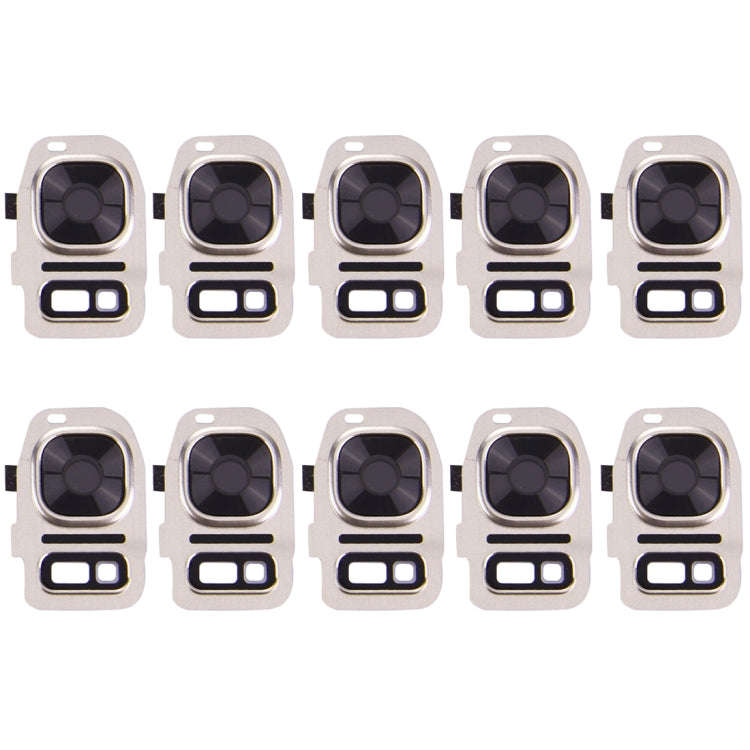 For Galaxy S7 / G930 10pcs Rear Camera Lens Cover + Flashlight Bracker (Gold)