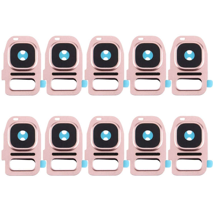 For Galaxy S7 / G930 10pcs Rear Camera Lens Cover + Flashlight Bracker (Rose Gold)