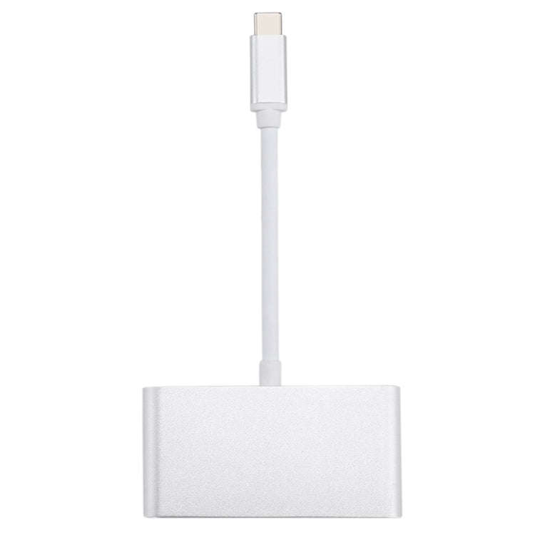 4 in 1 3 x USB 3.0 Ports & USB-C / Type-C Female to USB-C / Type-C Male Hub Splitter Adapter(Silver)
