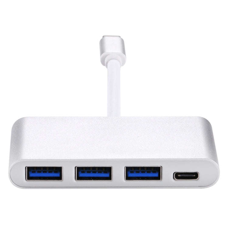 4 in 1 3 x USB 3.0 Ports & USB-C / Type-C Female to USB-C / Type-C Male Hub Splitter Adapter(Silver)