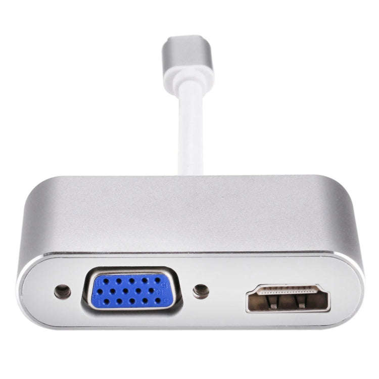 2 in 1 VGA & HDMI Female to USB-C / Type-C Male Hub Splitter Adapter(Grey)