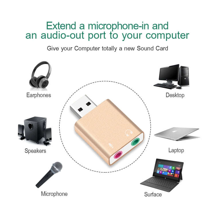 Aluminum Shell 3.5mm Jack External USB Sound Card HIFI Magic Voice 7.1 Channel Adapter Free Drive...