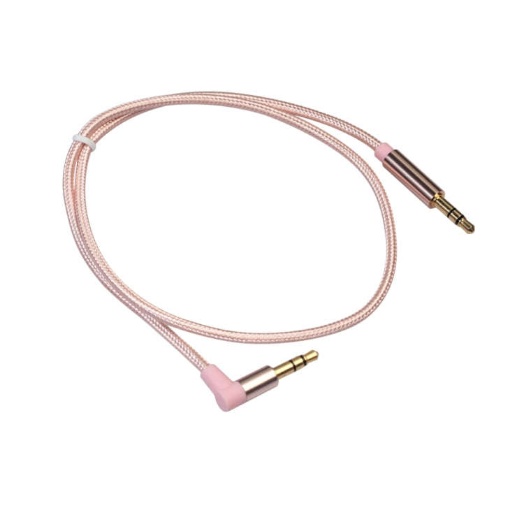 AV01 3.5mm Male to Male Elbow Audio Cable, Length: 50cm(Rose Gold)