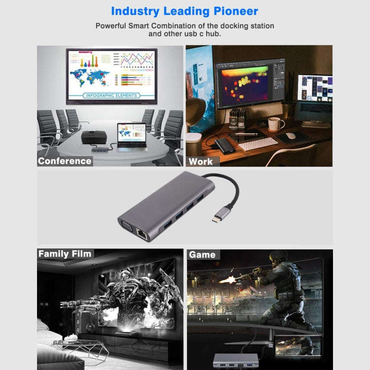 11 in 1 VGA + LAN Port + 4 x USB 3.0 + SD / TF Card + HDMI + Audio Port + USB-C / Type-C Female t...