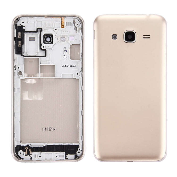 For Galaxy J3 (2016) / J320 (Double card version) Battery Back Cover + Middle Frame Bezel (Gold)