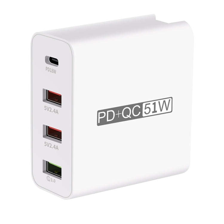 WLX-A6 4 Ports Quick Charging USB Travel Charger Power Adapter, UK Plug