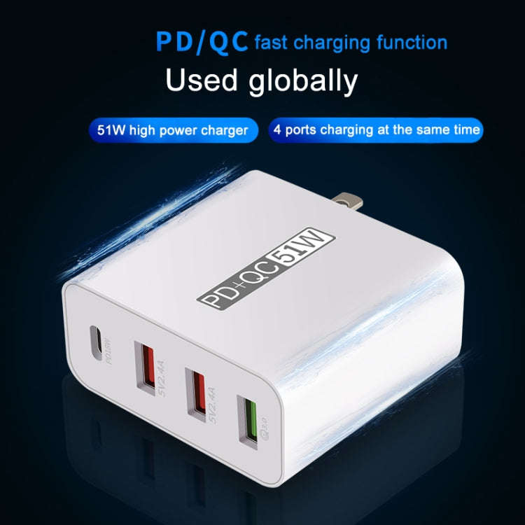 WLX-A6 4 Ports Quick Charging USB Travel Charger Power Adapter, UK Plug