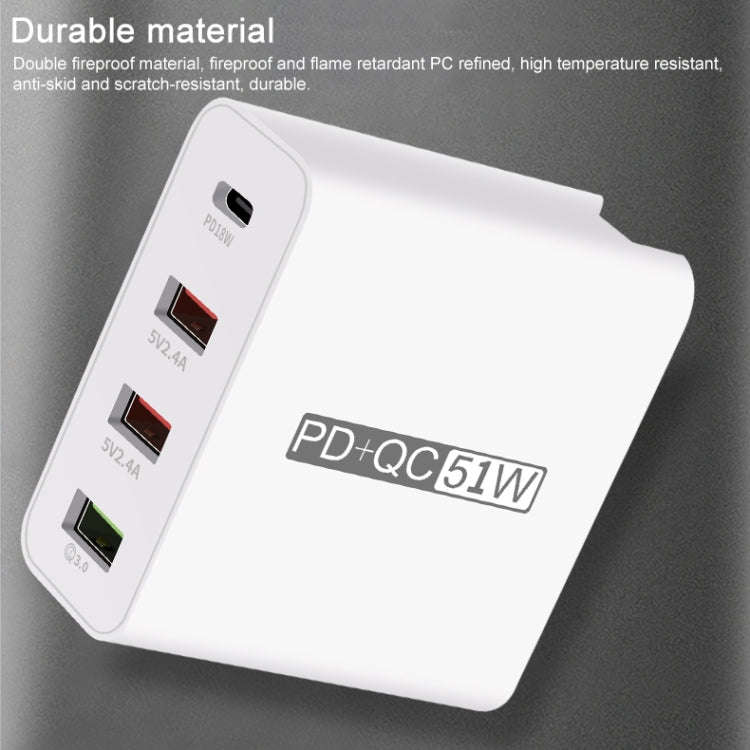 WLX-A6 4 Ports Quick Charging USB Travel Charger Power Adapter, UK Plug
