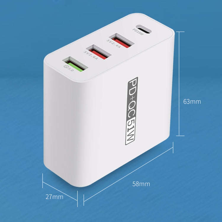 WLX-A6 4 Ports Quick Charging USB Travel Charger Power Adapter, UK Plug