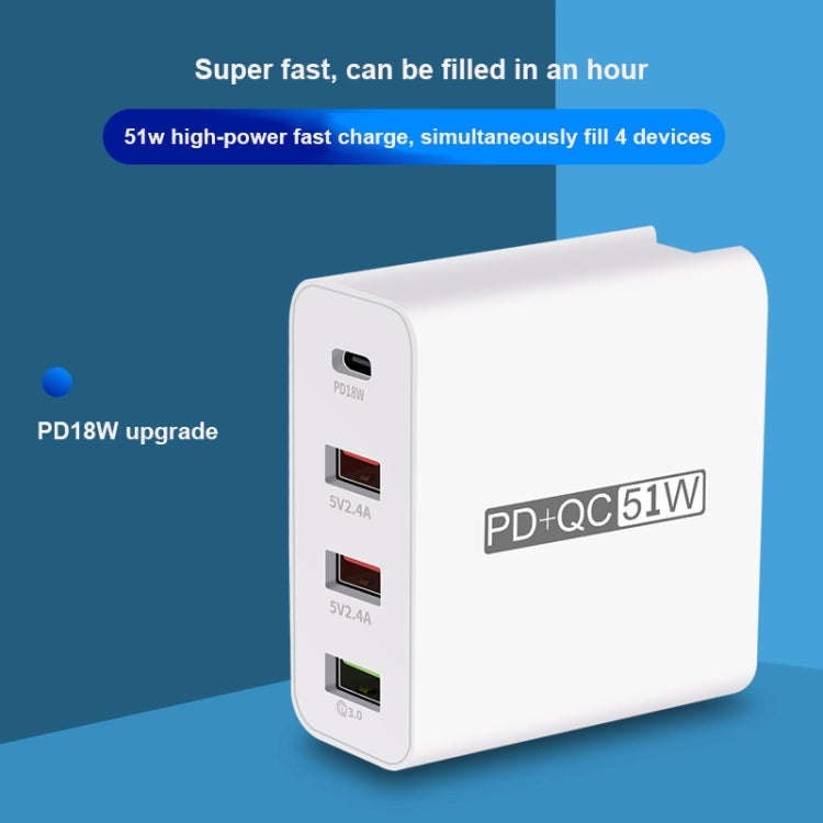 WLX-A6 4 Ports Quick Charging USB Travel Charger Power Adapter, UK Plug