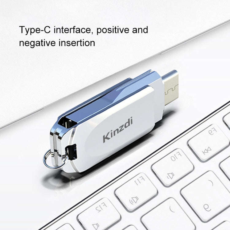 Kinzdi 128GB USB + Type-C Interface Metal Twister Flash Disk V8 (Silver)