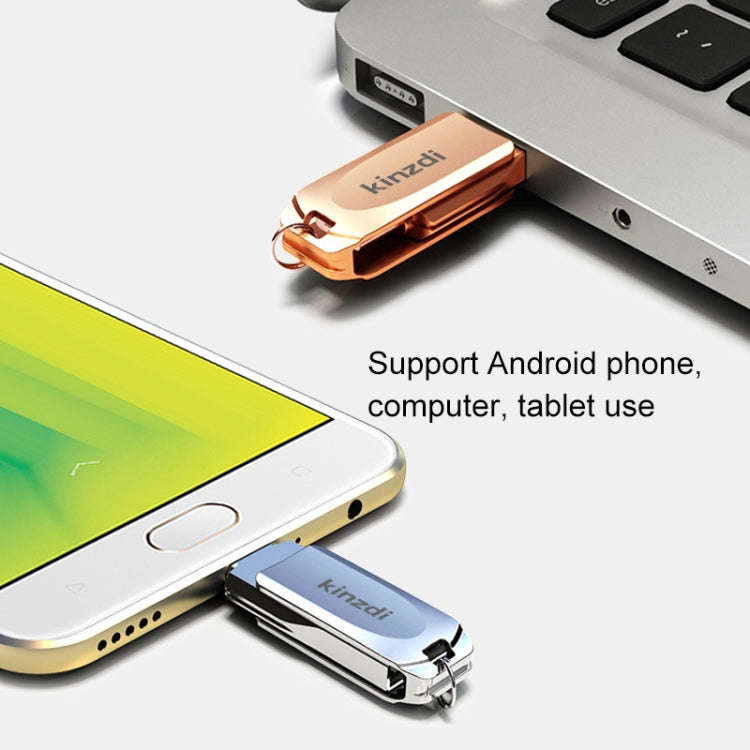Kinzdi 128GB USB + Type-C Interface Metal Twister Flash Disk V8 (Silver)