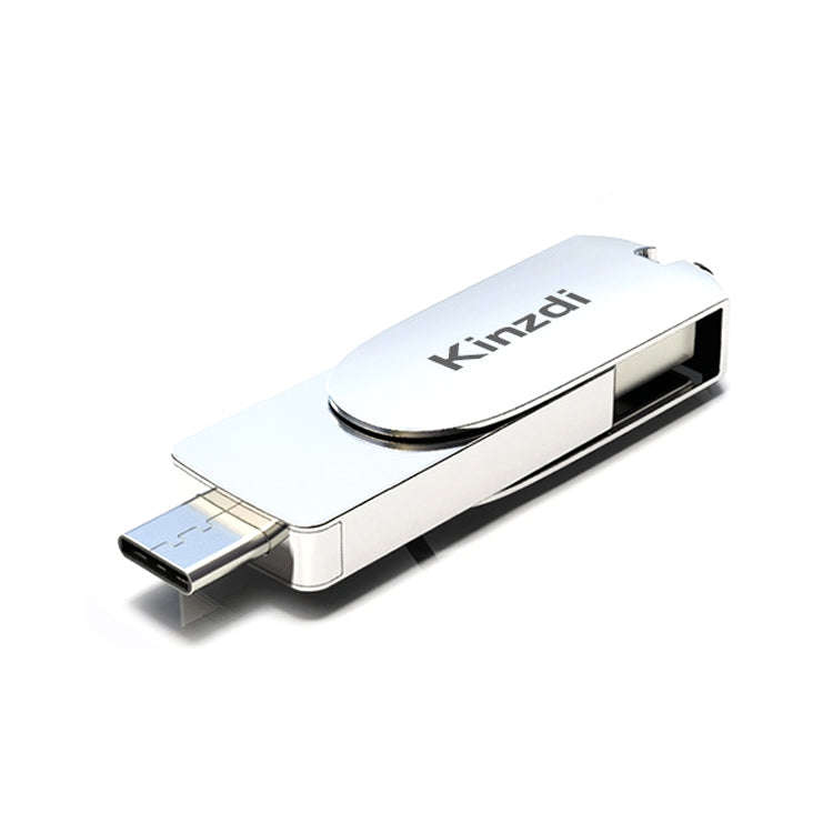 Kinzdi 128GB USB 3.0 + Type-C 3.0 Interface Metal Twister Flash Disk V11 (Silver)