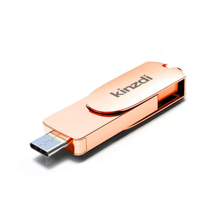 Kinzdi 64GB USB 3.0 + Type-C 3.0 Interface Metal Twister Flash Disk V11 (Rose Gold)