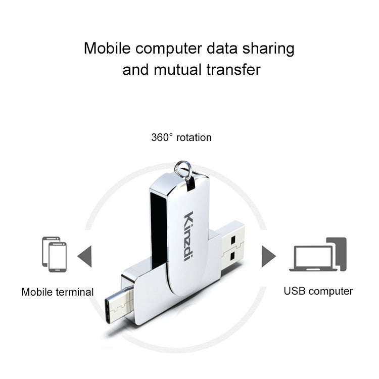 Kinzdi 64GB USB 3.0 + Type-C 3.0 Interface Metal Twister Flash Disk V11 (Rose Gold)
