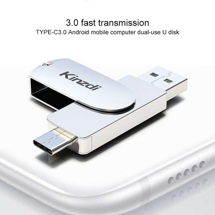 Kinzdi 64GB USB 3.0 + Type-C 3.0 Interface Metal Twister Flash Disk V11 (Rose Gold)