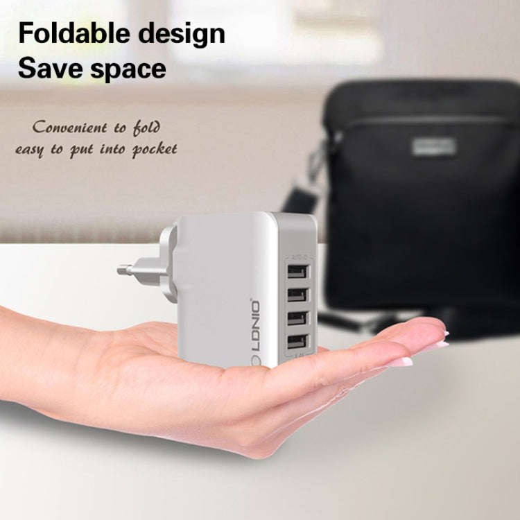 LDNIO A4403 4.4A 4 x USB Ports Smart Travel Charger, EU Plug