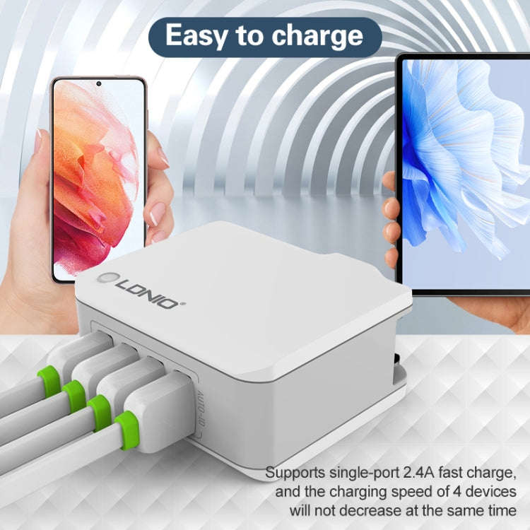LDNIO A4403 4.4A 4 x USB Ports Smart Travel Charger, EU Plug